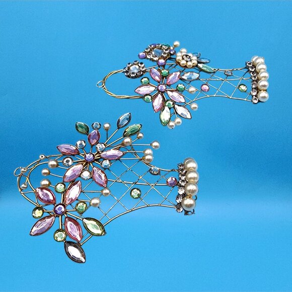 Katherine’s Collections Rhinestone Flower Basket Ornaments • Set of 2 • Vintage - Picture 5 of 10